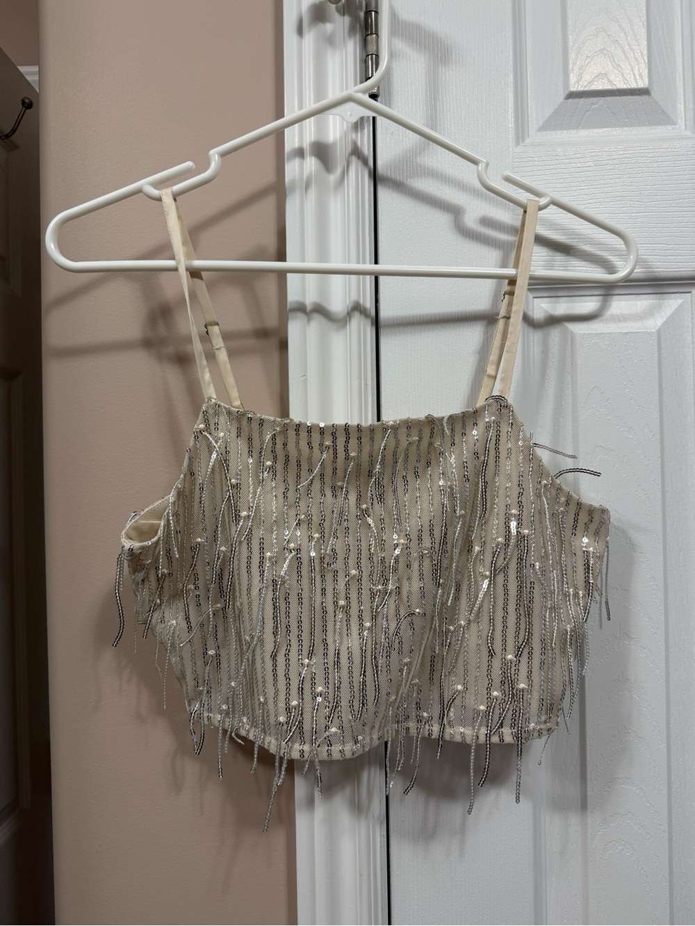 Ivory Sequin Fringe Cami